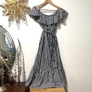 Grace Elements Off-Shoulder B&W Ankle Length Dress